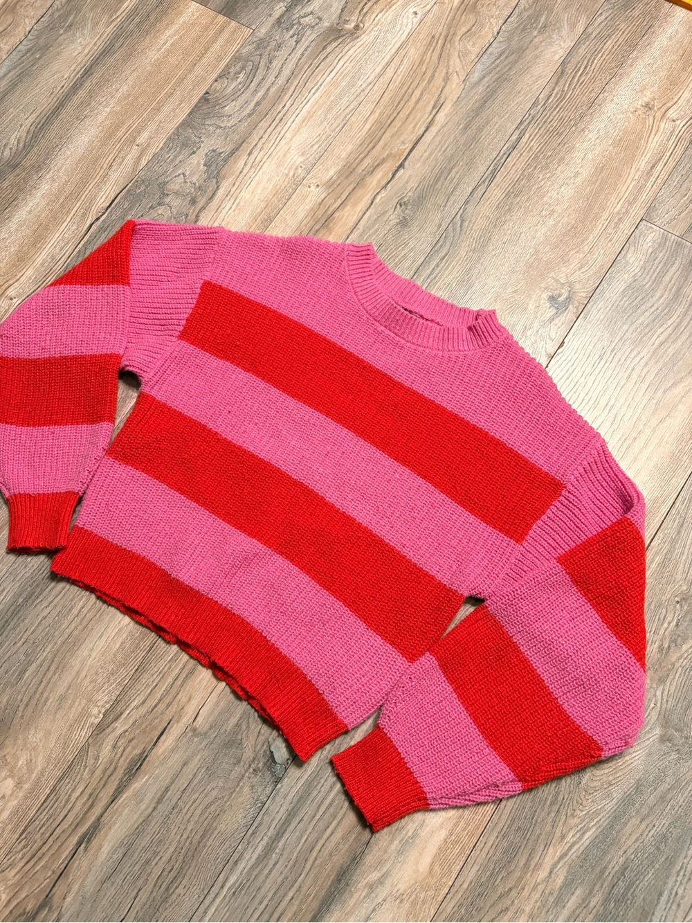 Forever 21 Pink and Red Wide Striped Sweater - Picture 3 of 5